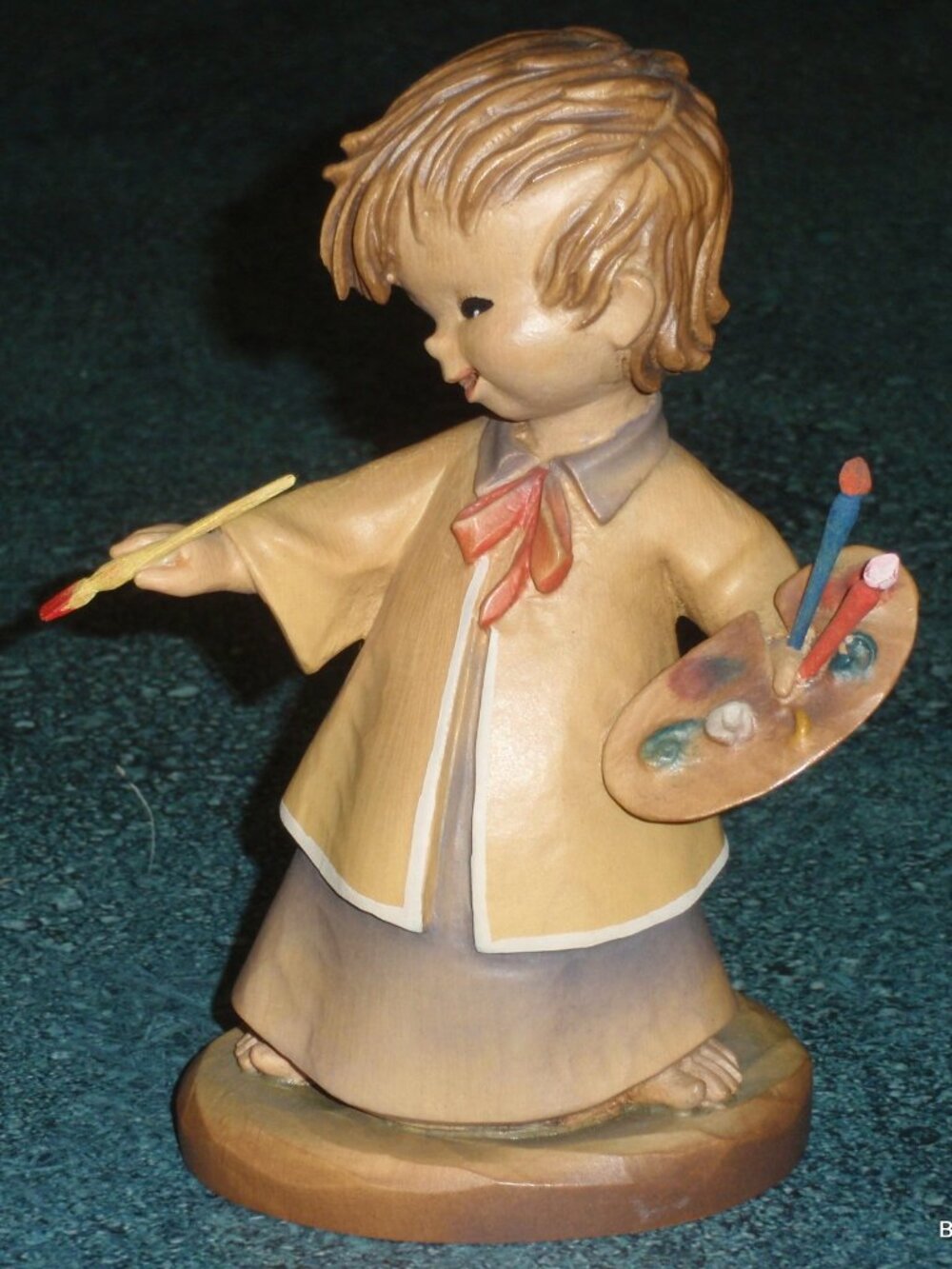 "The Artist" Anri 6" Wood Carving Figurine Painter With Paintbrush And Palette